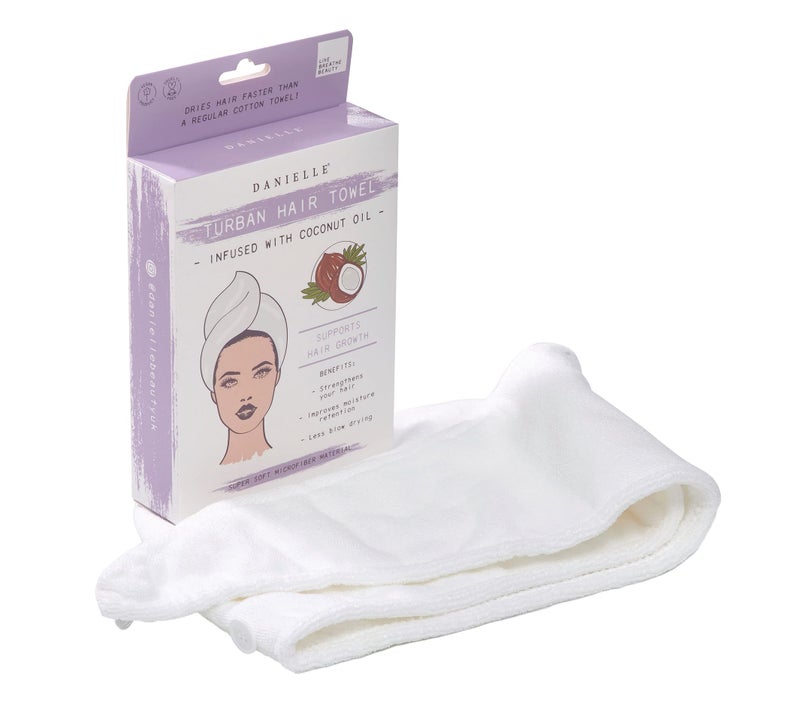 DC DANIELLE Danielle Creations Coconut Oil Infused Turban Hair Towel - Image 2